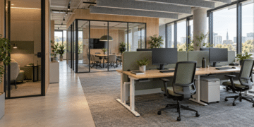 Modernes Büro mit klaren Arbeitszonen
